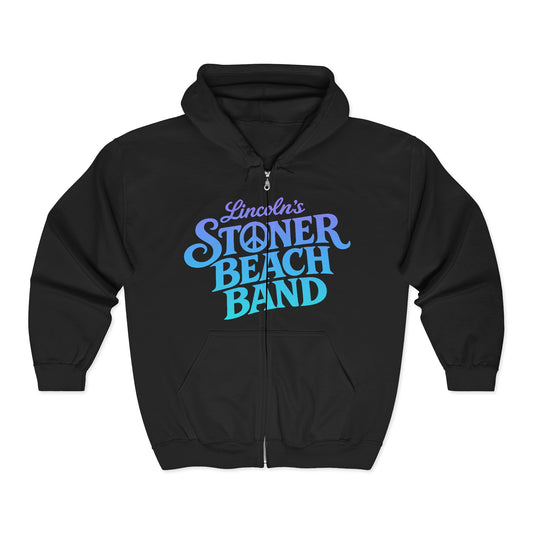 Stoner Beach Band Zip Hoodie — Retro Surf Rock Music Pullover