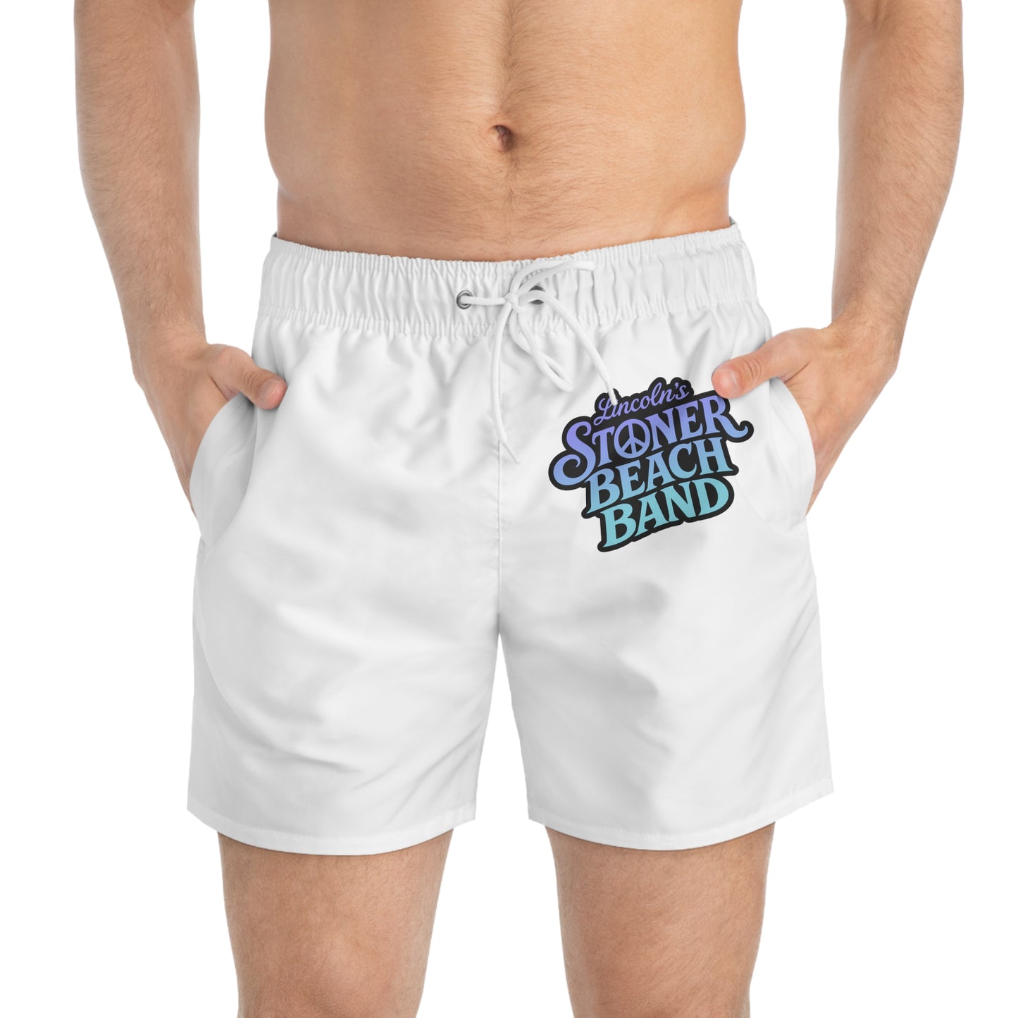 Stoner Beach Band Swim Trunks – Retro Surf Graphic